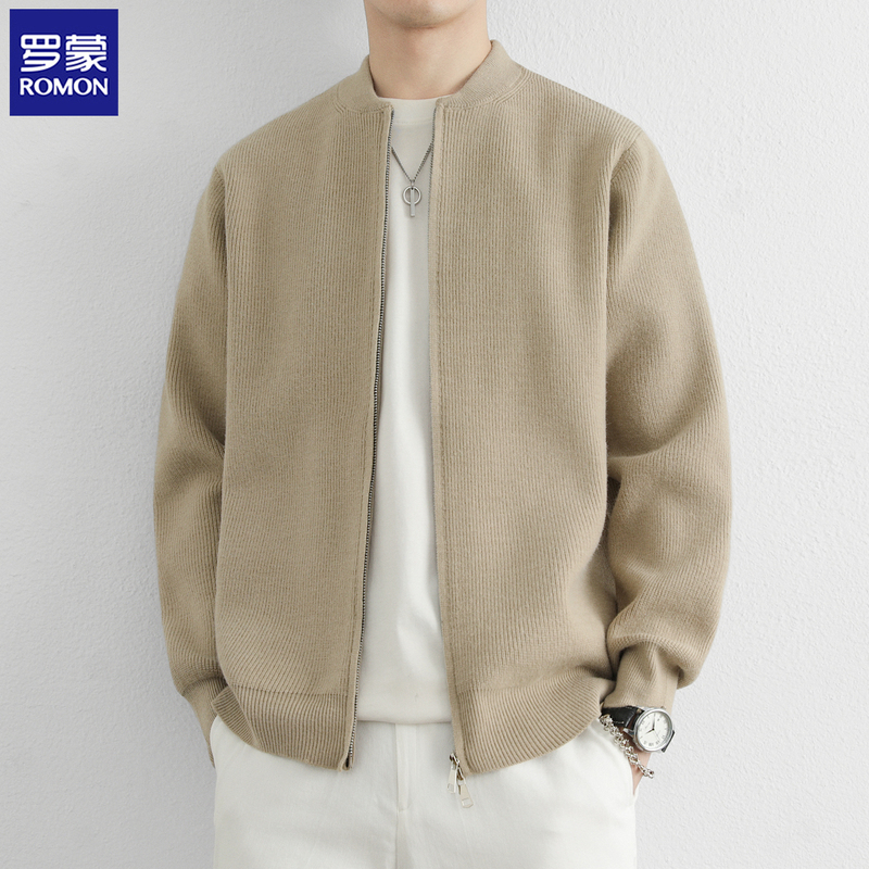 Romon Knitted Cardigan Jacket for Men, New Spring and Autumn American Style Loose Sweater, Trendy Casual Baseball Collar Jacket Romon Knitted Cardigan Jacket for Men, New Spring and Autumn American Style Loose Sweater, Trendy Casual Baseball Collar Jacket