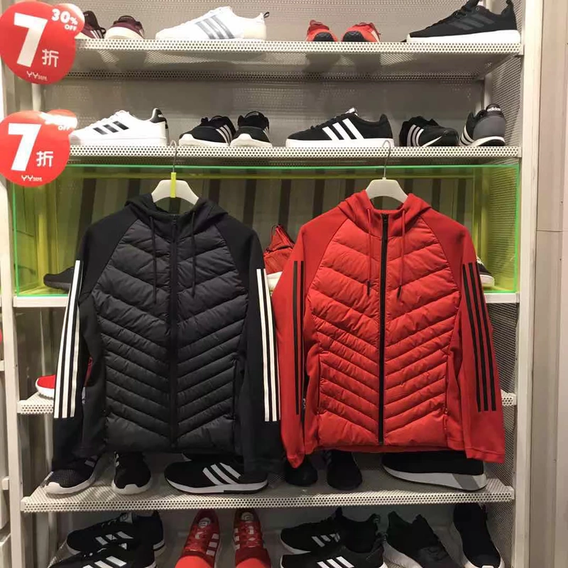 Áo khoác thể thao mùa đông 2018 mới của Adidas có mũ trùm đầu thể thao xuống áo khoác DM4353 DM4349