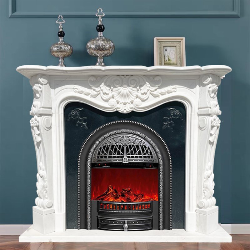 Marble Fireplace, French Carved Fireplace Surround, Natural Stone White Marble Fireplace Surround, Villa Living Room Stone Carving Fireplace Marble Fireplace, French Carved Fireplace Surround, Natural Stone White Marble Fireplace Surround, Villa Living Room Stone Carving Fireplace