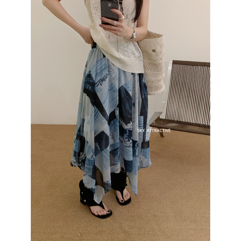Sky Attractive-26 New Summer Irregular Geometric Floral Skirt 98905