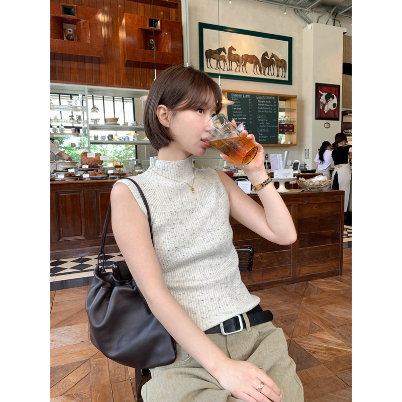 Hope-Autumn New Korean Standard Simple Half-Turtleneck Wool Knit Vest S01520