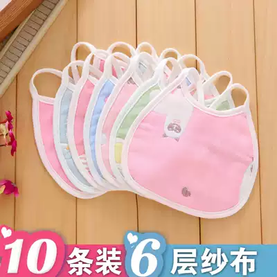 0-1-2 years old baby 6-layer gauze saliva towel summer baby bib cotton strap newborn lace-up bib