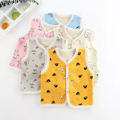 Baby warm vest spring and autumn 0-1 children's baby vest plus velvet autumn and winter 2 cotton newborn clothes 3 years old 4