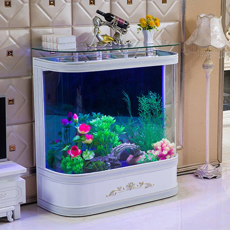 European-style fish tank aquarium aquarium medium 80cm home living room self-circulation ecological water landscaping glass goldfish tank