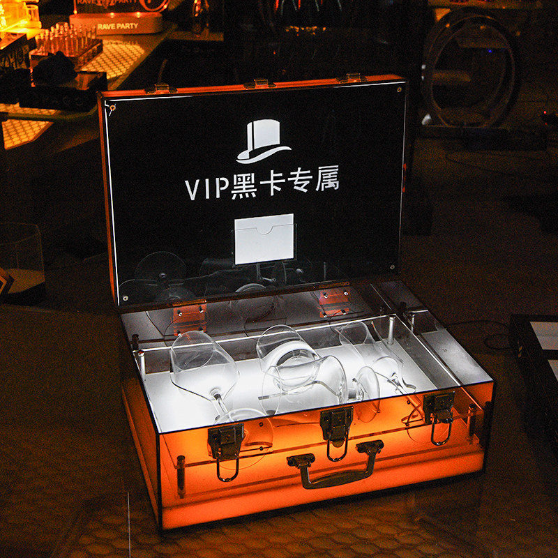 Luminous wine box Three-pack wine box LED luminous champagne box Cup with high-end gift VIP luminous champagne box