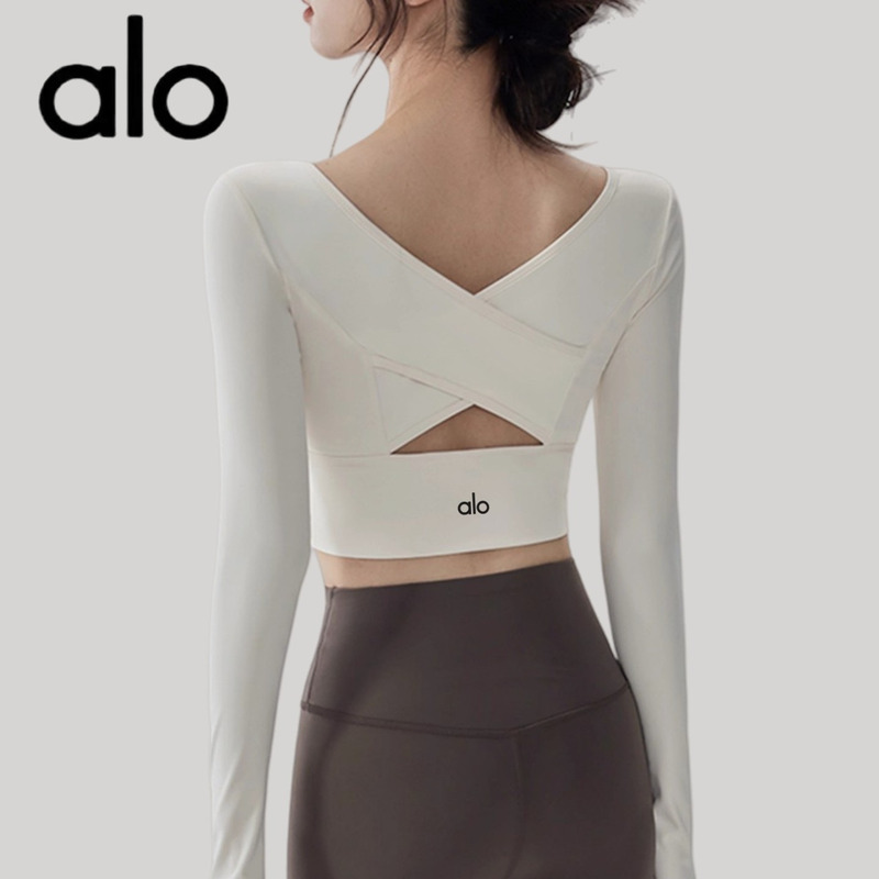 Aio Yoga Clothes for Women with Chest Pads, Long-Sleeved Autumn and Winter Training Pilates Sports Tops, Running Fitness Clothes 25 New Styles