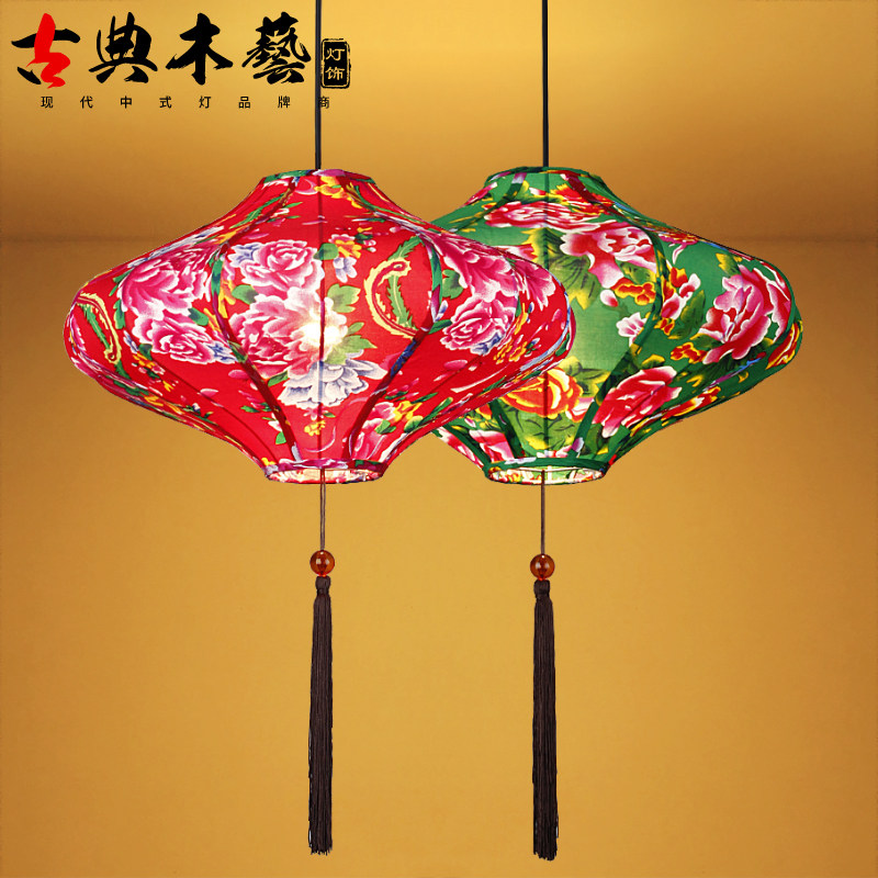 New Chinese Northeast featured handpainted flower lantern Lantern Dining restaurant Dining Room Hotel Hallway Light Lighting Dinner Table Chandeliers