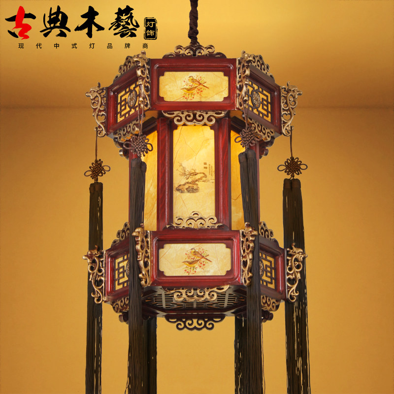 Chinese style solid wood antique lantern lamp dining room restaurant hotel bar balcony entrance walkway lamps living room lighting