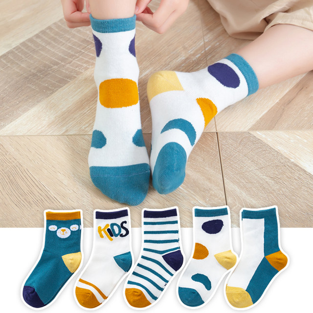 ຖົງຕີນເດັກນ້ອຍ Autumn and Winter Boys Pure Cotton Baby Baby Spring and Autumn Boys Korean Style Cotton Soft Girls Mid-Tube Socks