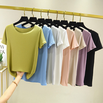Modale Short Sleeve T-shirt Woman Ins Surge Summer Loose Korean version Bull Oil Fruits Green Undershirt for a lap of pure color half sleeve blouse