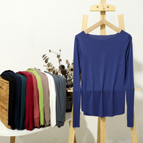 2022 Spring Summer New Modale Jersey Undershirt Woman No Mark Long Sleeve T-shirt Round Lead Thin with Big Code 100 Lap Autumn Clothes