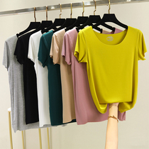 Modal thin short sleeve T-shirt Women summer wear top no trace size inside versatile round neck slim base shirt