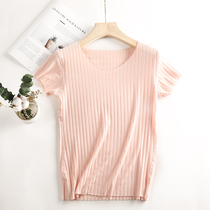Modal short sleeve T-shirt female 2021 new summer thread V-collar slim body shirt solid color half sleeve top ins tide