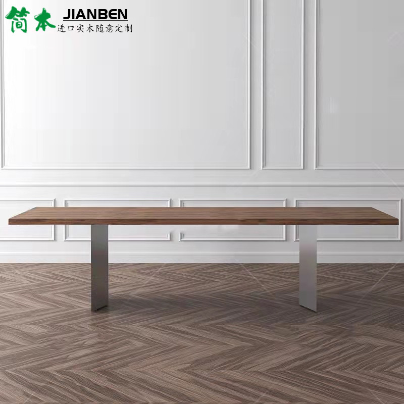 Nordic simple solid wood long table workbench modern large solid wood conference table industrial wind long desk