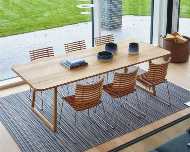 Nordic solid wood simple modern conference table rectangular desk log negotiation table work desk home dining table