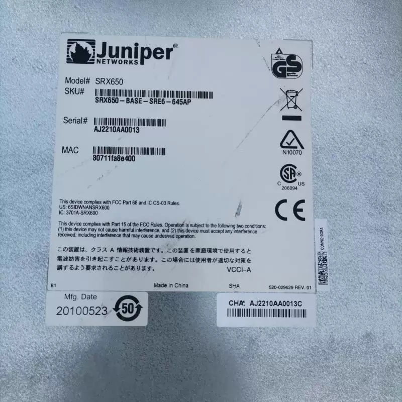 Juniper SRX650 SRX650-645AP Enterprise VPN Firewall Security Gateway Switch