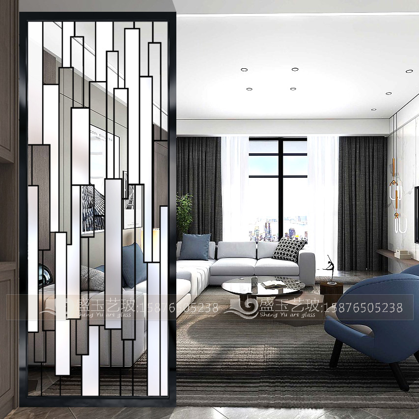 Modern and simple door Living room glass screen Bedroom block double-sided partition wall decoration entrance Light luxury small apartment type