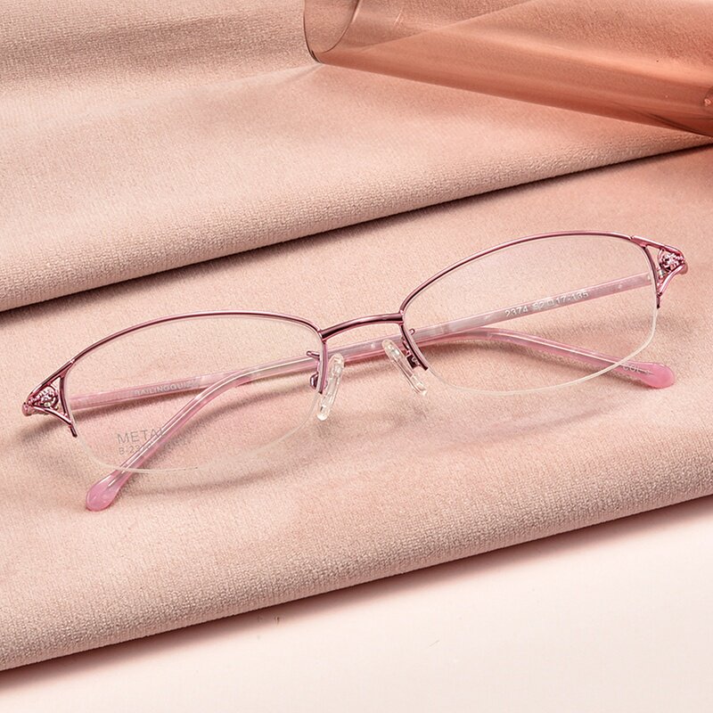 Myopia glasses female degree matching color anti-blue light anti-radiation eye ultralight half frame student face wear