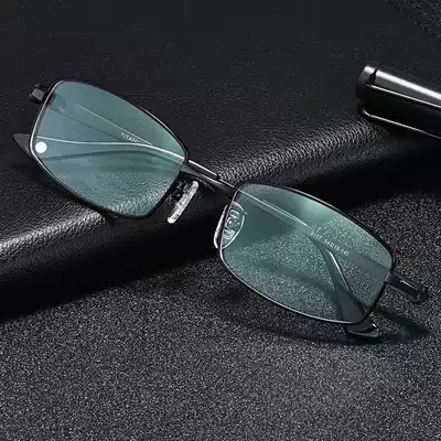 Myopia glasses men have degree ultra-light Big Face Full Frame glasses frame with Business Anti-blue color changing finished myopia mirror