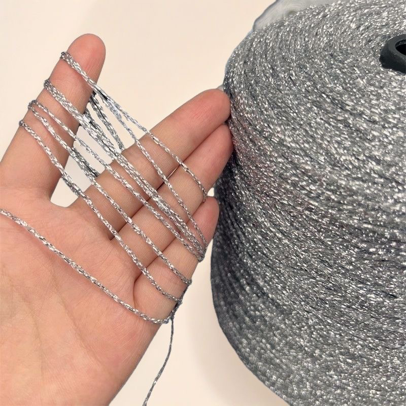 Priced at 250g - Silver Glitter Hollow Yarn Gold and Silver Thread Crochet Bag DIY Accessories for Handmade Crafts