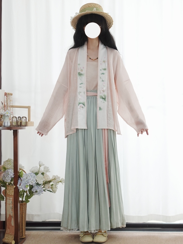 6.18 Second Batch: Lihe Tencel Embossed Pattern Embroidered Hanfu Improved Spring/Summer Daily Wear with Airplane Sleeves, Song Dynasty Style