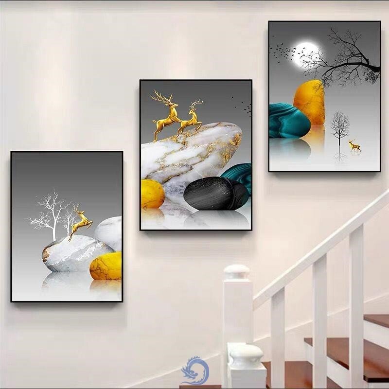 Duplex Stairway Wall Decoration Painting Modern Minimalist Building Crossing Triple Hang Painting Living Room Genguan Corridor Aisle Wall