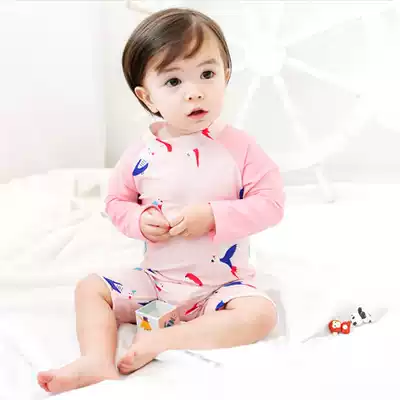 Baby swimsuit children long sleeve girl sunscreen swimsuit child 0-1-2-3-4-8 years old toddler Baby swimsuit
