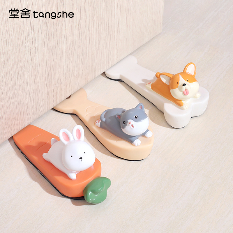 かわいいウサギのドアストッパードアストッパー衝突防止クリエイティブパンチフリー漫画動物ドアストッパー防風固定具
