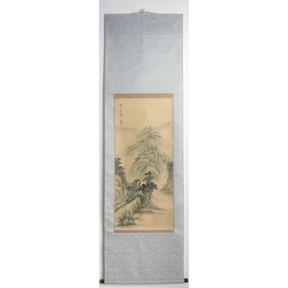 Japan reflux old words painting Qing Dynasty Republic of China Lingyun Silk Mountain pylori Painting Landscape Painting with Calligraphy And Painting and Calligraphy And Calligraphy
