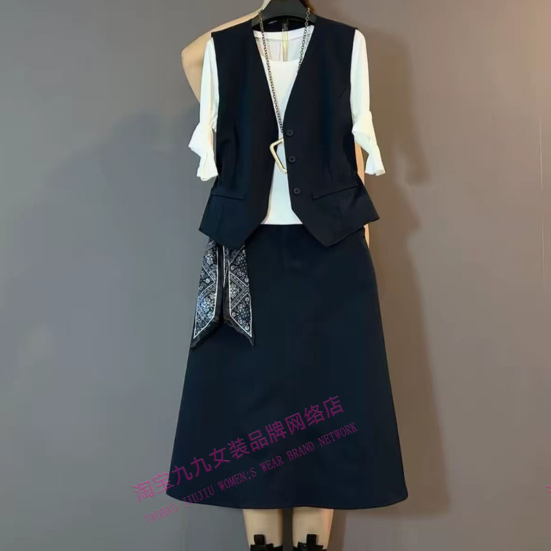 2025 New Designer Suit Vest Dress Set for Women, Spring and Autumn New Style, Stylish and Slimming Three-Piece Set