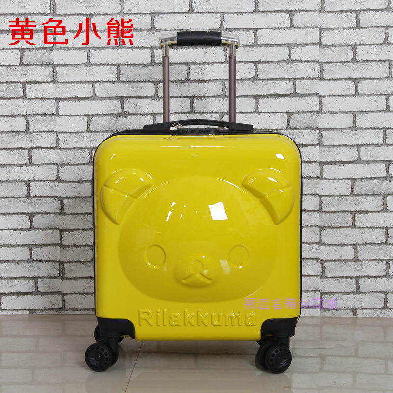Gấu con xe đẩy trường hợp mật khẩu học sinh vali phổ bánh xe bé trai và bé gái vali du lịch dễ thương lên máy bay 18 inch - Va li vali samsonite