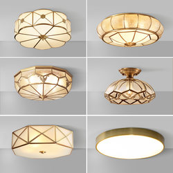 American-Style Ceiling Lamp, All-Copper Lamp, Bedroom Lamp, European-Style Living Room Lamp, Modern Simple Household Led Warm Dining Room Lamp