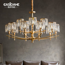 [Starry]Light Luxury Crystal Chandelier, American-Style All-Copper Post-Modern Living Room Lamp, Luxurious and Grand Villa Dining Room Lighting