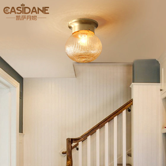 All-Copper American-Style Ceiling Light for Entryway, Hallway, Corridor, Balcony, Ceiling Lighting, Simple, Creative, and Unique 1225