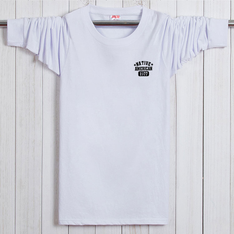 Áo thun nam dài tay mới có áo khoác cộng với phân bón XL cotton tròn cổ nam trung niên quần áo rộng mùa thu áo thun hàng hiệu
