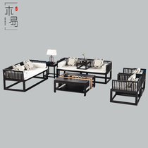  Zen new Chinese sofa Modern Chinese living room solid wood sofa combination Hotel bed and breakfast model room furniture customization