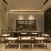 New Chinese style solid wood tea table and chair combination Modern minimalist business meeting guest Kung Fu tea table Hotel villa bed and breakfast furniture
