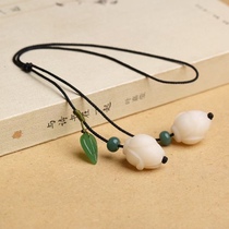 Boutique play magnolia blossom white bodhi root and Tilian car inside pendant mobile phone chain key bag chain pendant jewelry