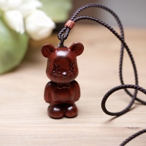 Boutique play big leaf rosewood carved mini violent bear handle piece neck necklace simple gift