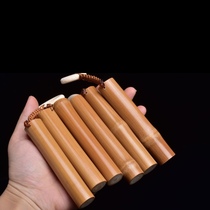 High throw high oil high ciphertext play boutique solid jade bamboo hand handle piece civilization battle long stick handheld carry-on disk play