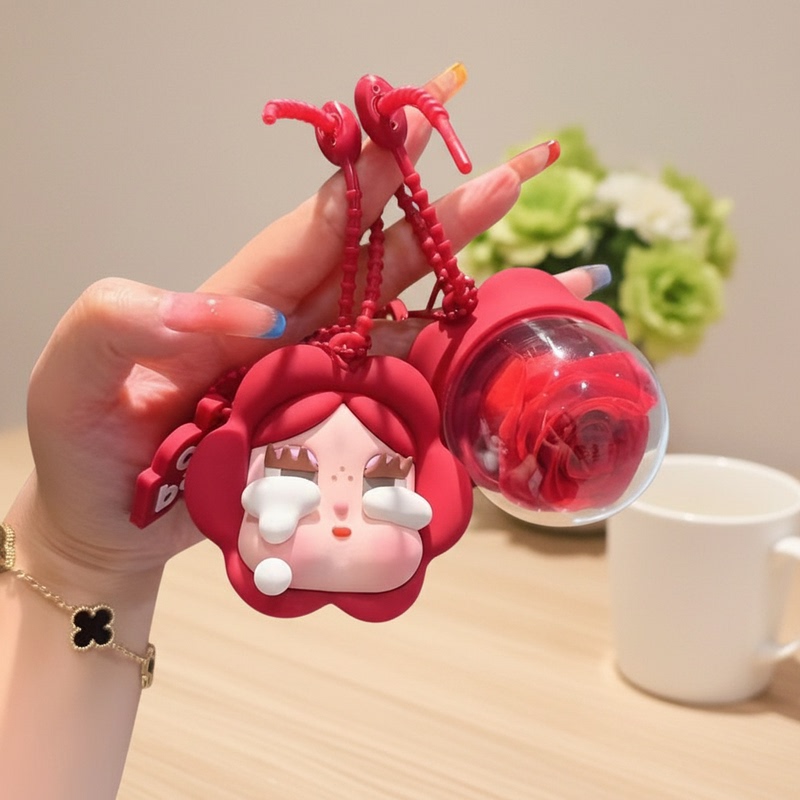 Domestic Version of the Rose That Cries for Love, Eternal Flower Pendant, Double-Sided Design, Keychain, Valentine's Day Gift Domestic Version of the Rose That Cries for Love, Eternal Flower Pendant, Double-Sided Design, Keychain, Valentine's Day Gift