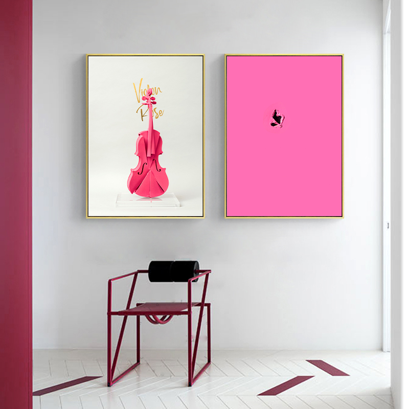 Red Powder Art Abstract Decoration Painting Living Room Sofa Background Wall Hung Painting Hanging Painting Master Famous Painting Violin Mural Painting