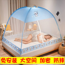 2022 Home new mosquito nets free of mounting all-bottom double door Mongolia bag folding encrypted anti-fall mosquito net
