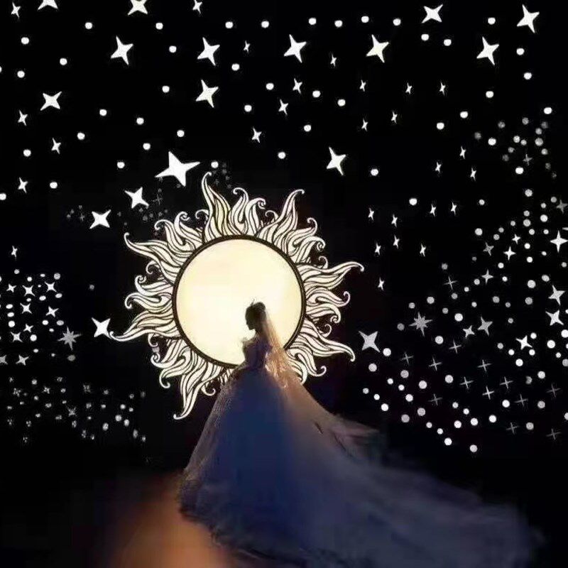 Wedding props wrought iron three-dimensional luminous sun wedding background hotel decoration arrangement ceiling sun light box