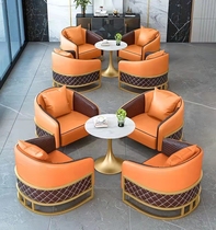 Sales office negotiation table and chair combination reception sofa coffee table small round table simple modern reception area one table and four chairs
