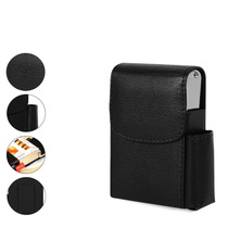 Leather Cigarette Case 20 Packs Soft Pack Hard Case PU Leather Cigarette Case Hung Girdle Lighter Bit multifunction name sheet clip