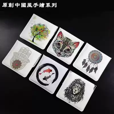 Original Chinese style hand-painted series portable ash bag male and female carry-on ashtray bag ashtray coin wallet storage bag