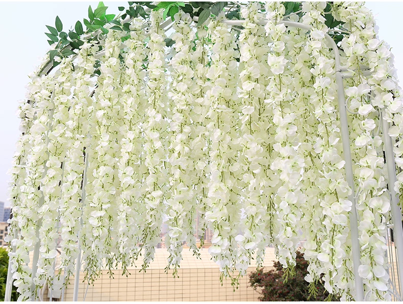 Trang trí đám cưới chuỗi hoa mô phỏng màu tím hoa giả hoa wisteria hoa dài treo tường vòm trong nhà treo mây - Hoa nhân tạo / Cây / Trái cây