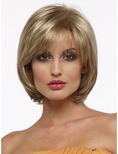 Short Straight Blonde Bobo Fashion Wig, Export to Europe and America, Synthetic Wigs, Bob Haircut Wig, Rose Net