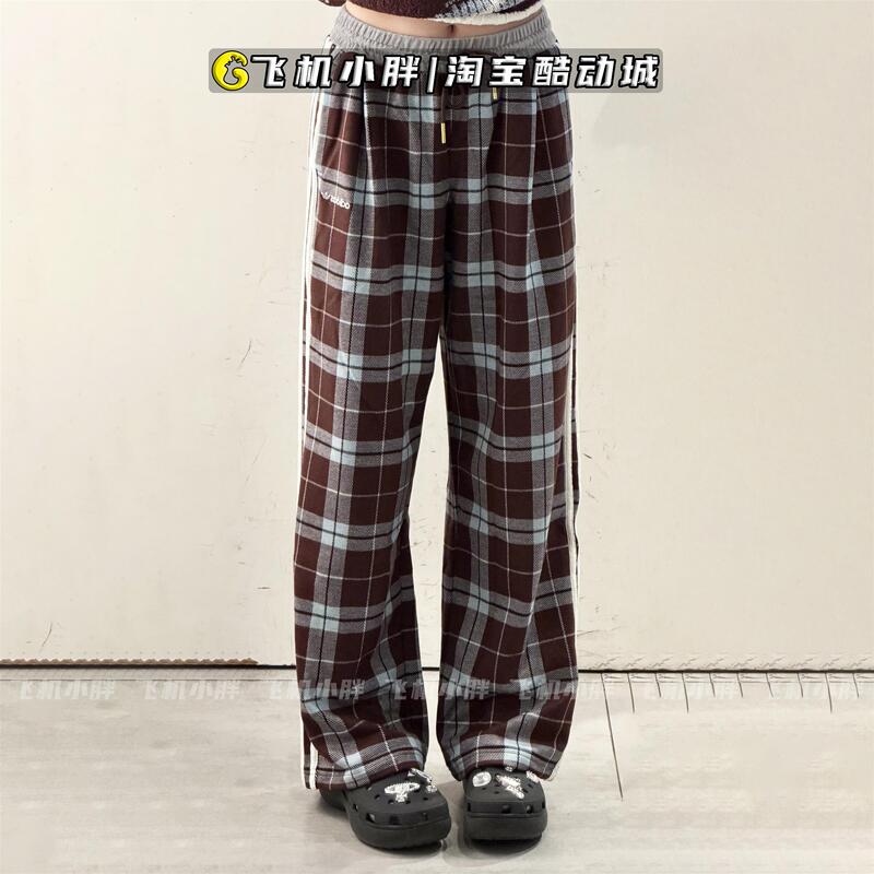 Adidas Adidas Trefoil Women's Plaid Loose Sports Pants Kw5710